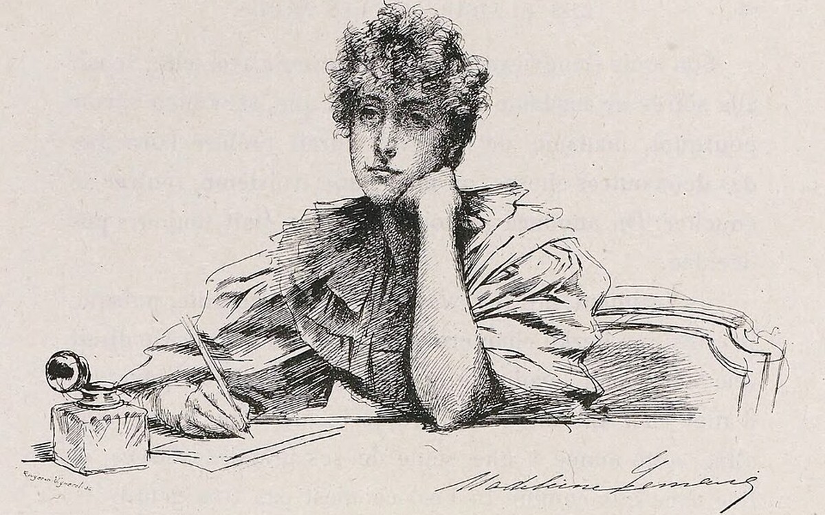 Lemaire_-_Les_Plaisirs_et_les_Jours_p._138 Ilustração vintage de mulher pensativa, edição de Les Plaisirs et les Jours