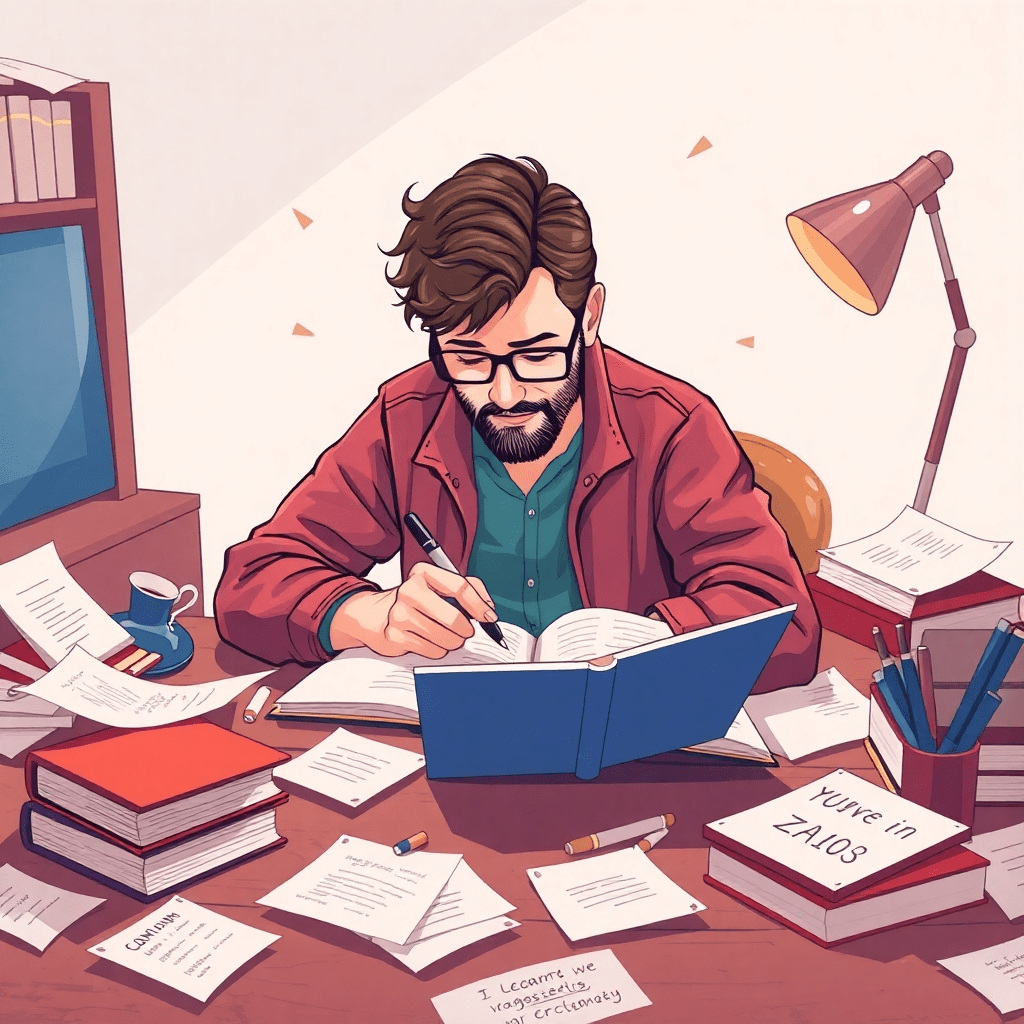 Escritores & IA Um escritor em seu momento criativo